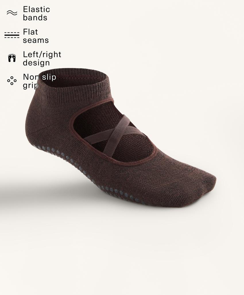 2 pairs of cotton blend yoga and Pilates socks with crossover straps