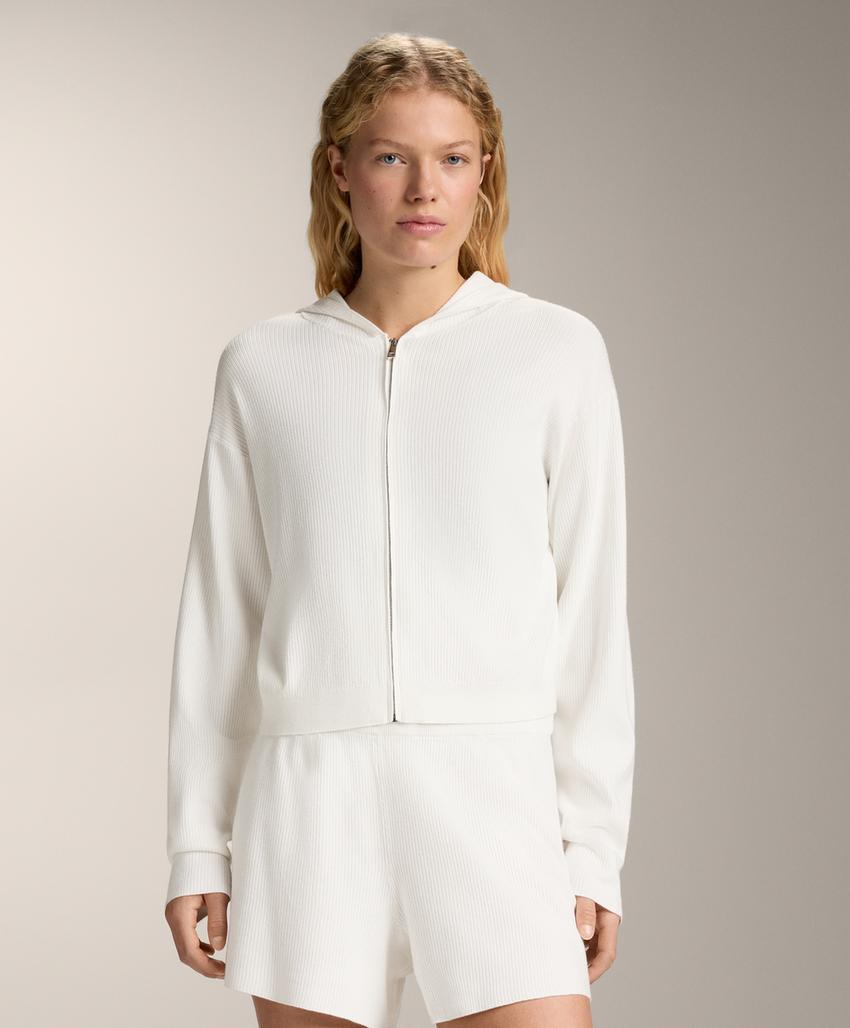 Вязаная куртка с капюшоном, эффект стирки