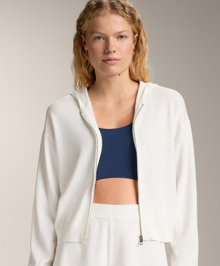 Вязаная куртка с капюшоном, эффект стирки