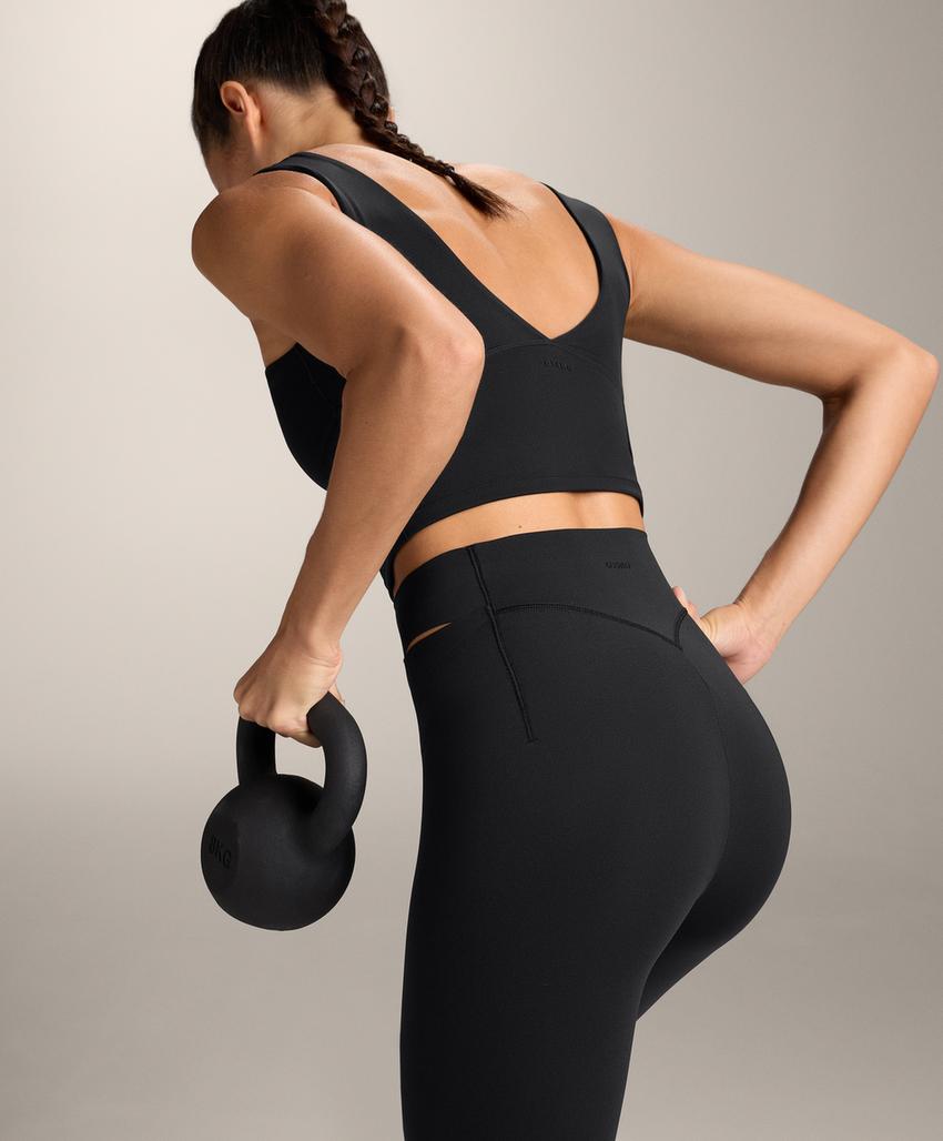 Лосины с высокой посадкой и компрессией до щиколотки с вырезом на талии