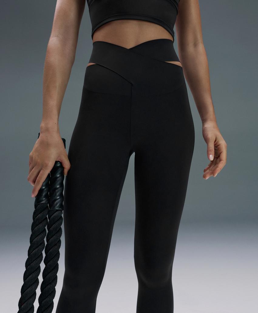 Лосины с высокой посадкой и компрессией до щиколотки с вырезом на талии