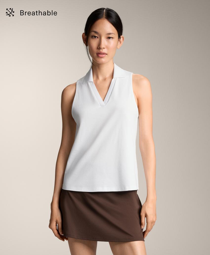 Поло из пике без рукавов