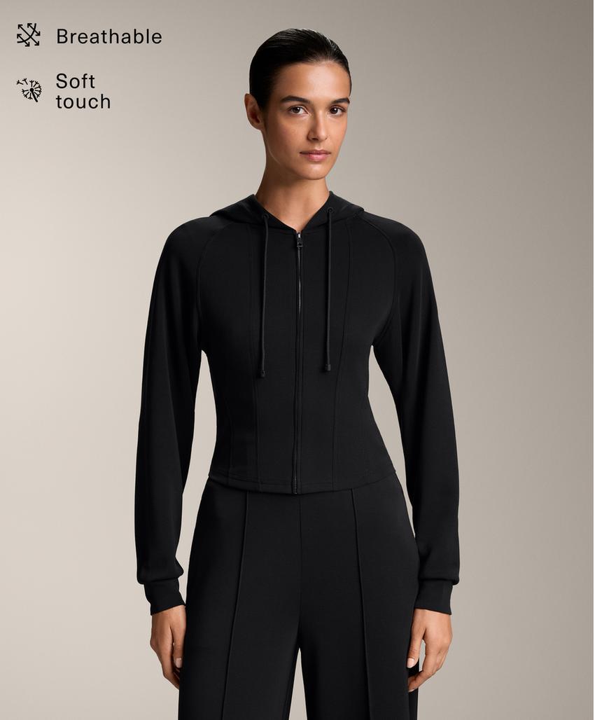 Укороченный удлиненный халат с капюшоном из модала soft touch