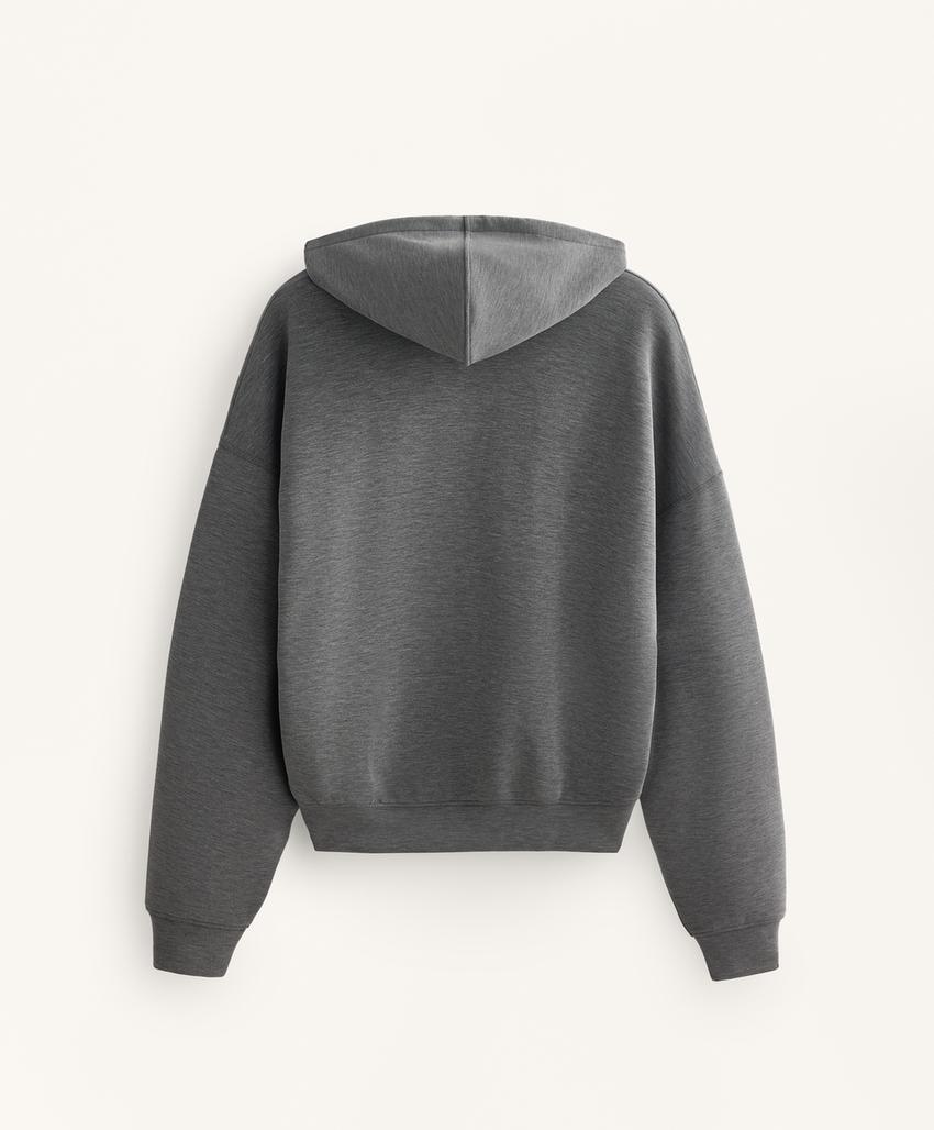 Худи прямого кроя с капюшоном из меланжевого модала с начесом