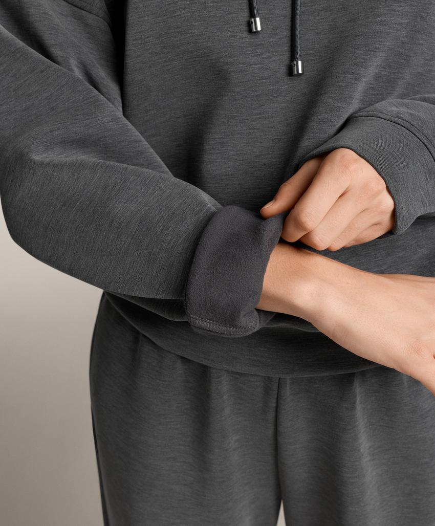 Худи прямого кроя с капюшоном из меланжевого модала с начесом