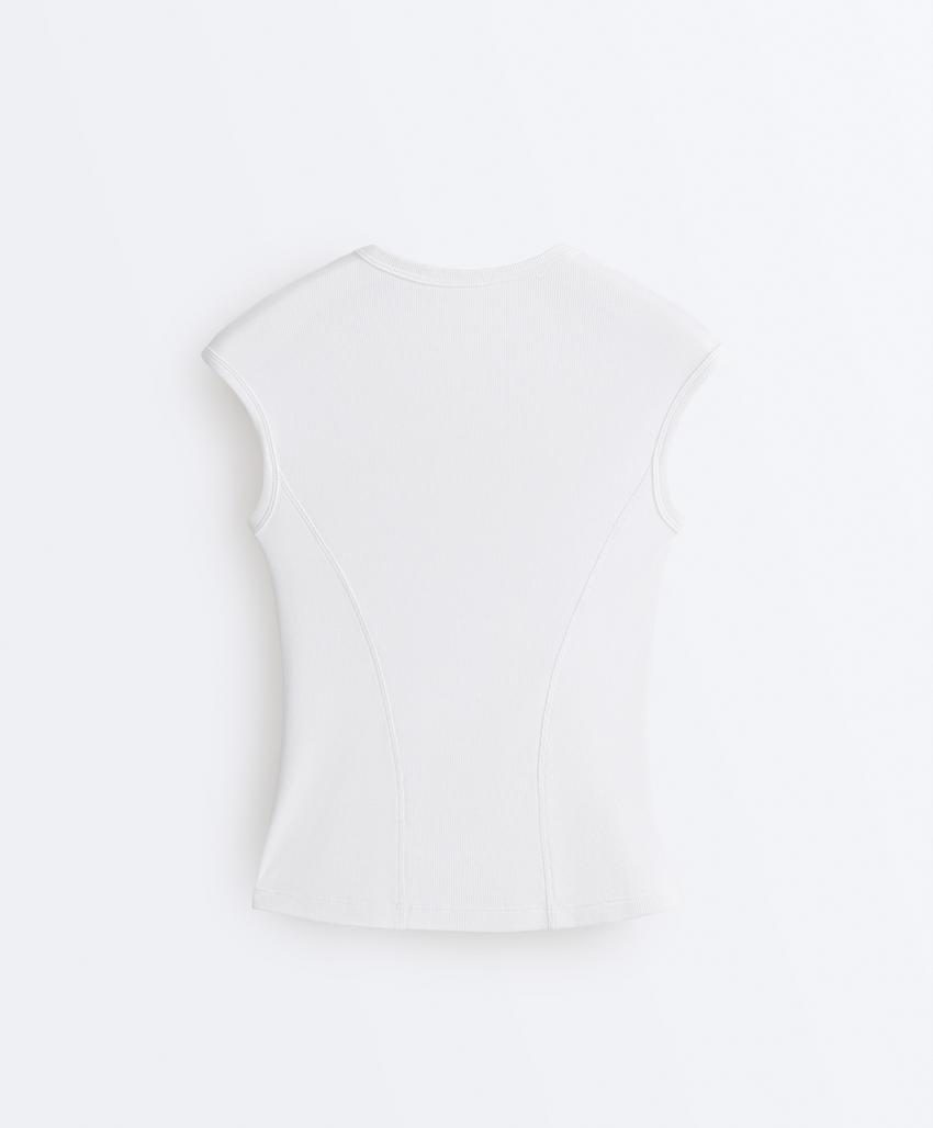 Футболка с коротким рукавом в рубчик из хлопка и модала