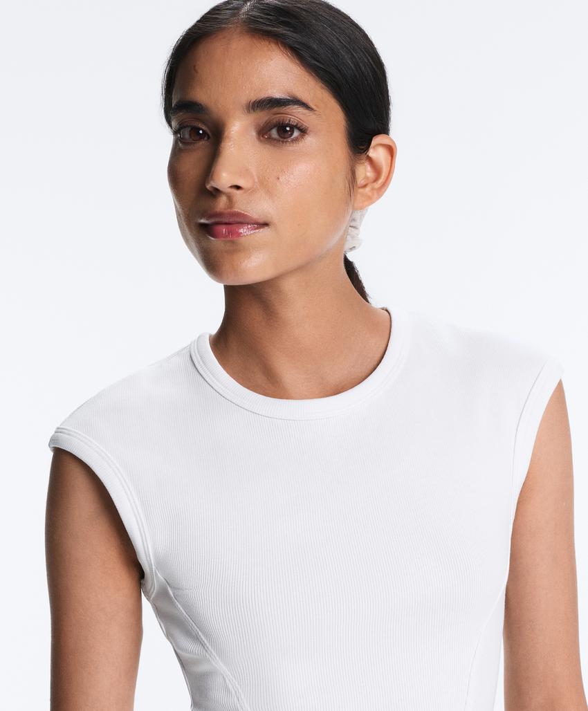 Футболка с коротким рукавом в рубчик из хлопка и модала