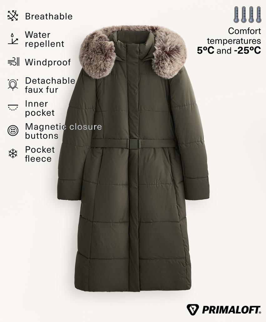 Длинная водоотталкивающая утепленная куртка Primaloft®