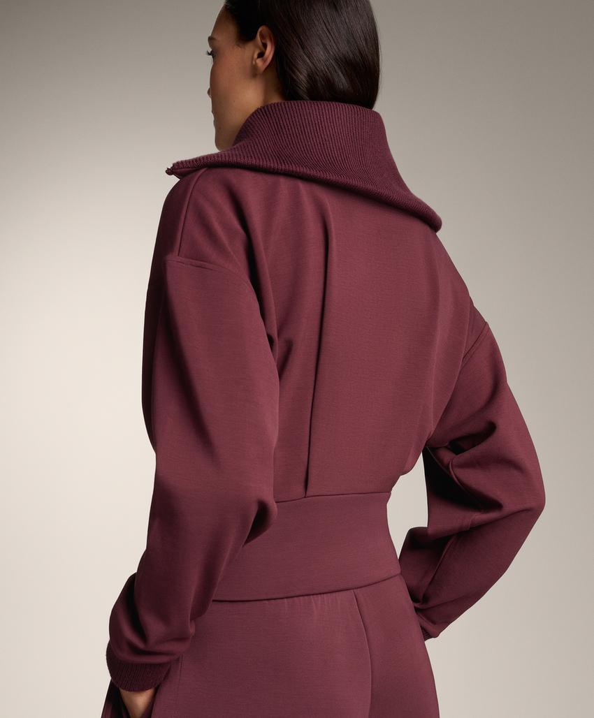 Fitted waist knit collar jacket with brushed modal