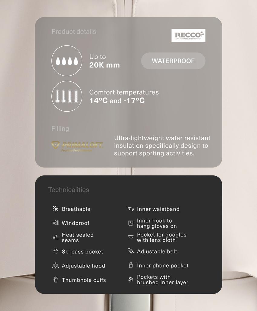 Куртка primaloft® feel the performance tm ski с водонепроницаемым слоем