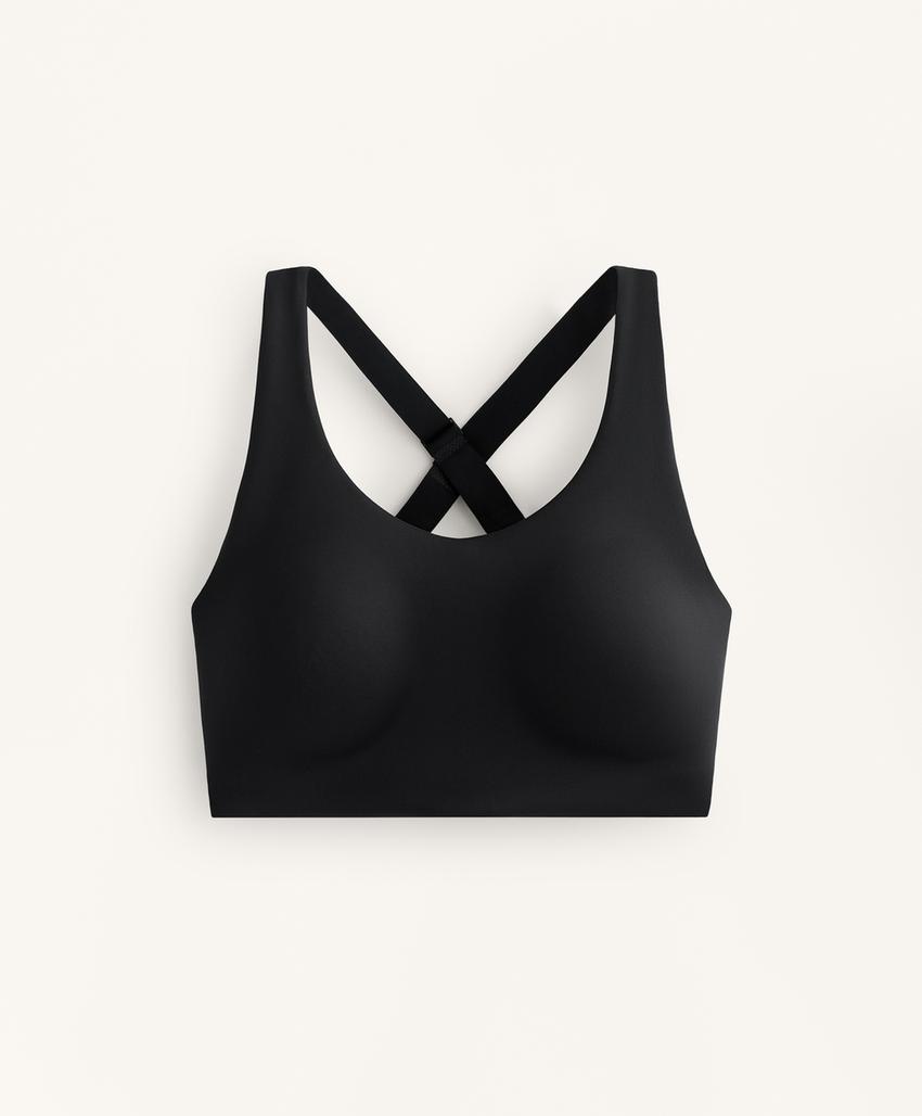 Compressive firm support cross-back sports bra