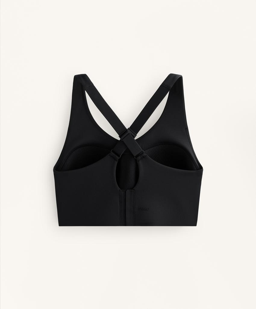 Compressive firm support cross-back sports bra