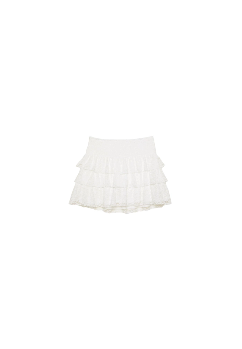 Юбка-шорты из струящейся ткани с отделкой кружевом