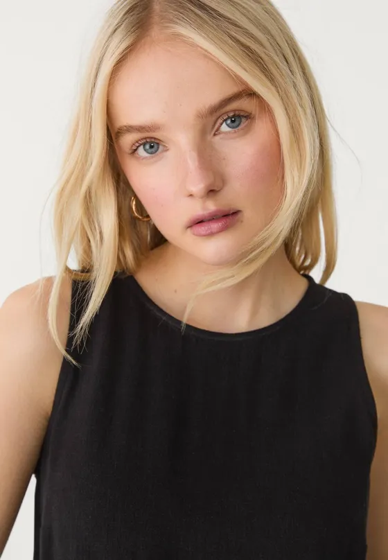 Топ-безрукавка из струящегося смесового льна