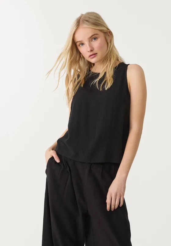 Топ-безрукавка из струящегося смесового льна