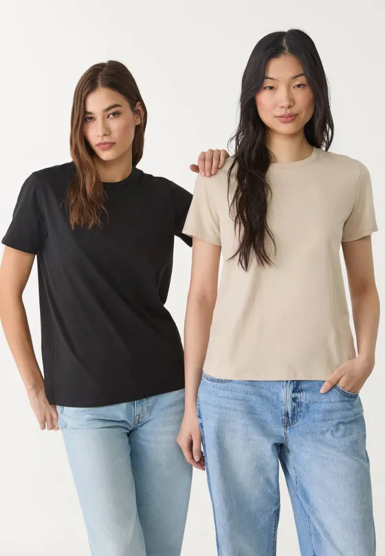Набор из двух базовых футболок классического кроя с круглым вырезом
