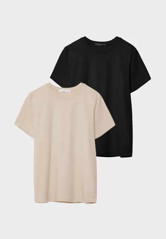 Набор из двух базовых футболок классического кроя с круглым вырезом