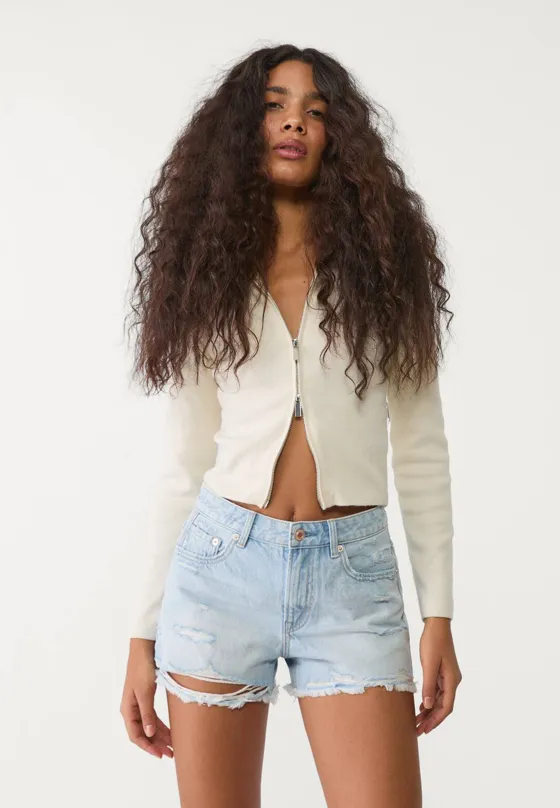 Джинсовые шорты с разрезами D75