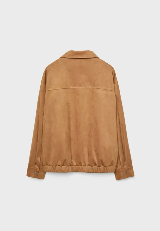 Бомбер из искусственной замши