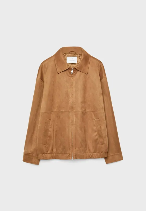 Бомбер из искусственной замши