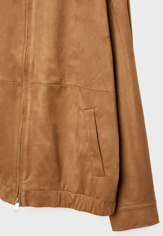 Бомбер из искусственной замши