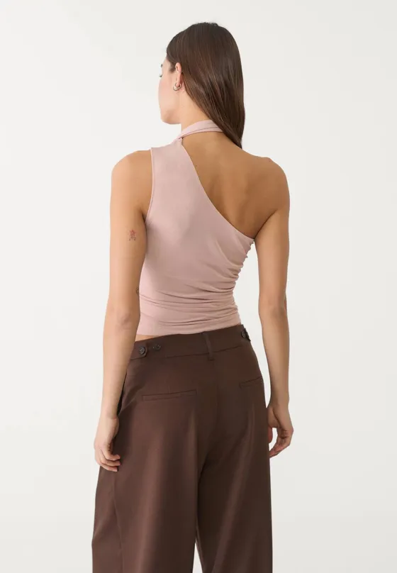 Топ из полупрозрачной ткани асимметричного кроя с шарфом