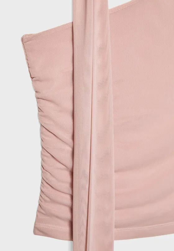 Топ из полупрозрачной ткани асимметричного кроя с шарфом