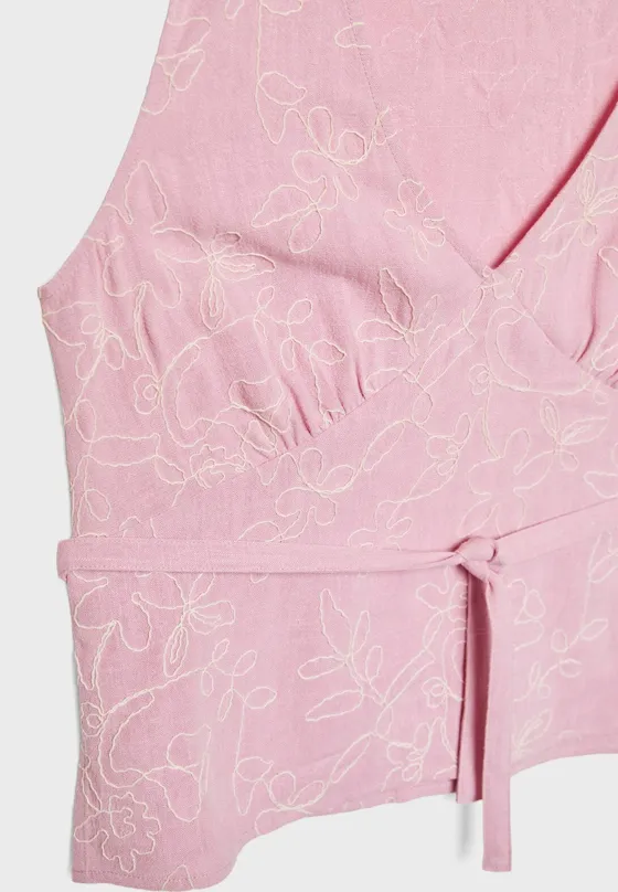 Топ из смесового льна с вышивкой