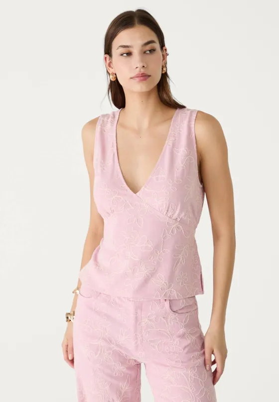 Топ из смесового льна с вышивкой