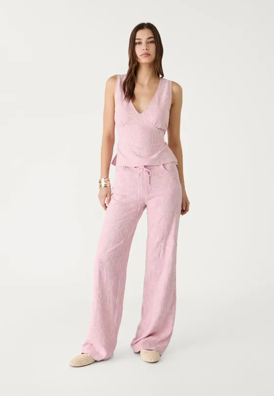 Топ из смесового льна с вышивкой