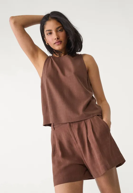 Топ-безрукавка из струящегося смесового льна