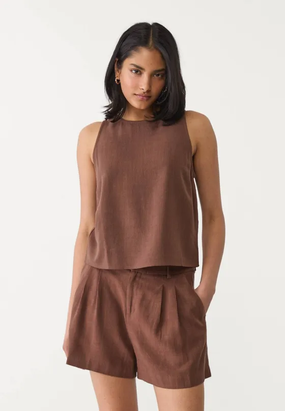 Топ-безрукавка из струящегося смесового льна