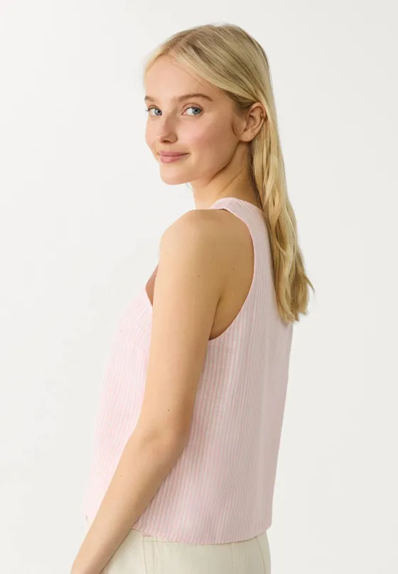 Топ-безрукавка из струящегося смесового льна в полоску