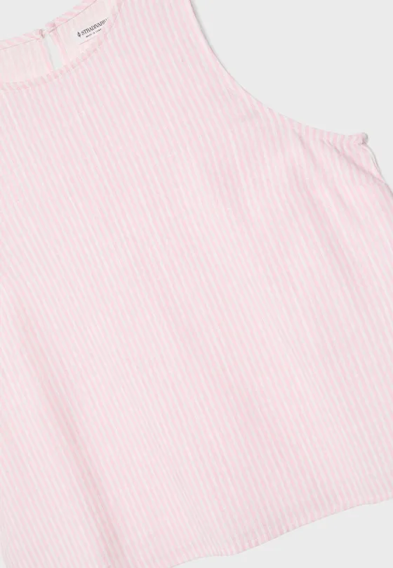 Топ-безрукавка из струящегося смесового льна в полоску