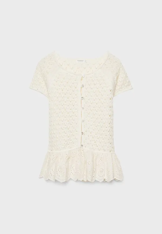 Трикотажный топ с воланами и пуговицами