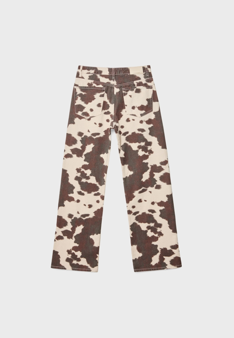 Широкие джинсы прямого кроя с анималистическим принтом
