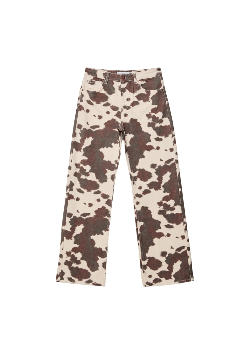 Широкие джинсы прямого кроя с анималистическим принтом