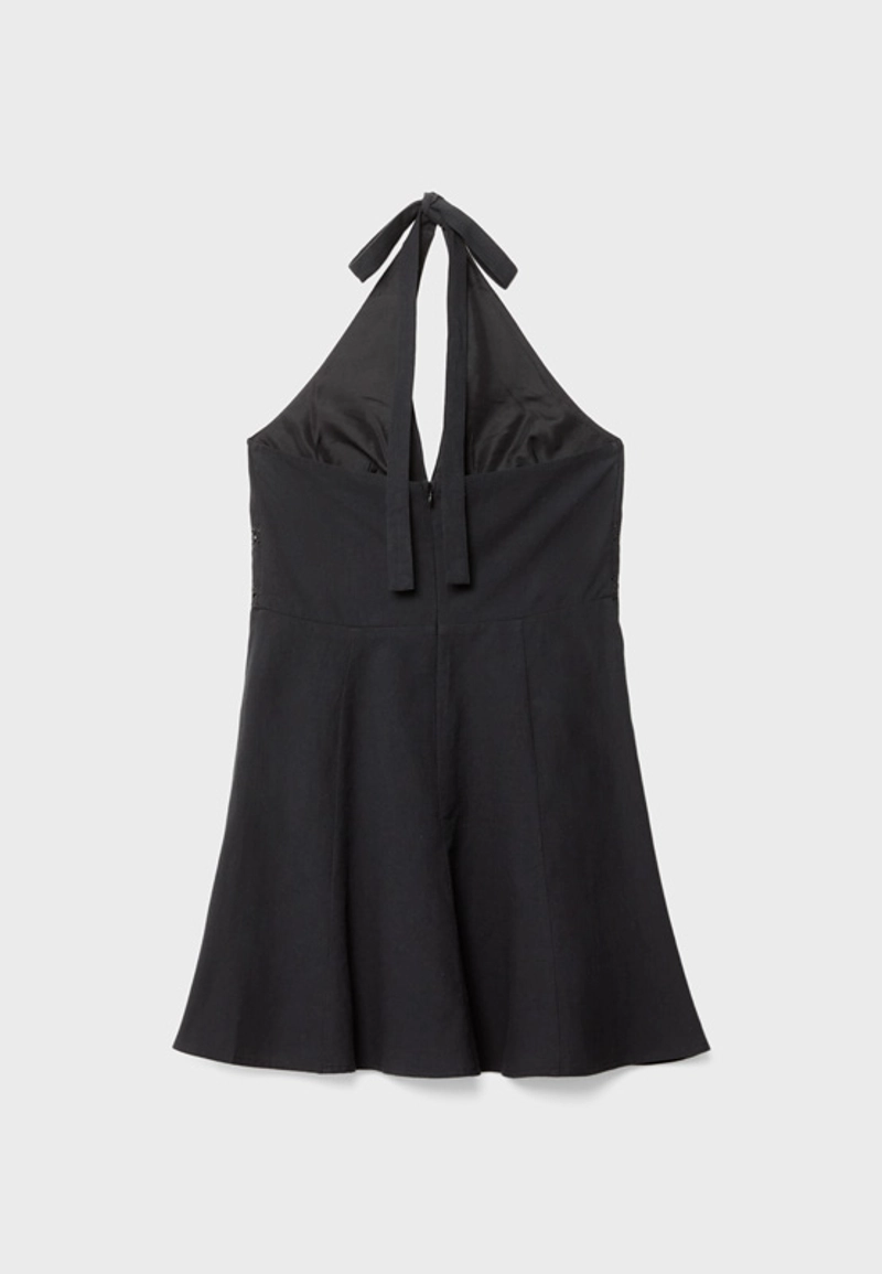 Короткое платье из смесового льна с горловиной-халтер