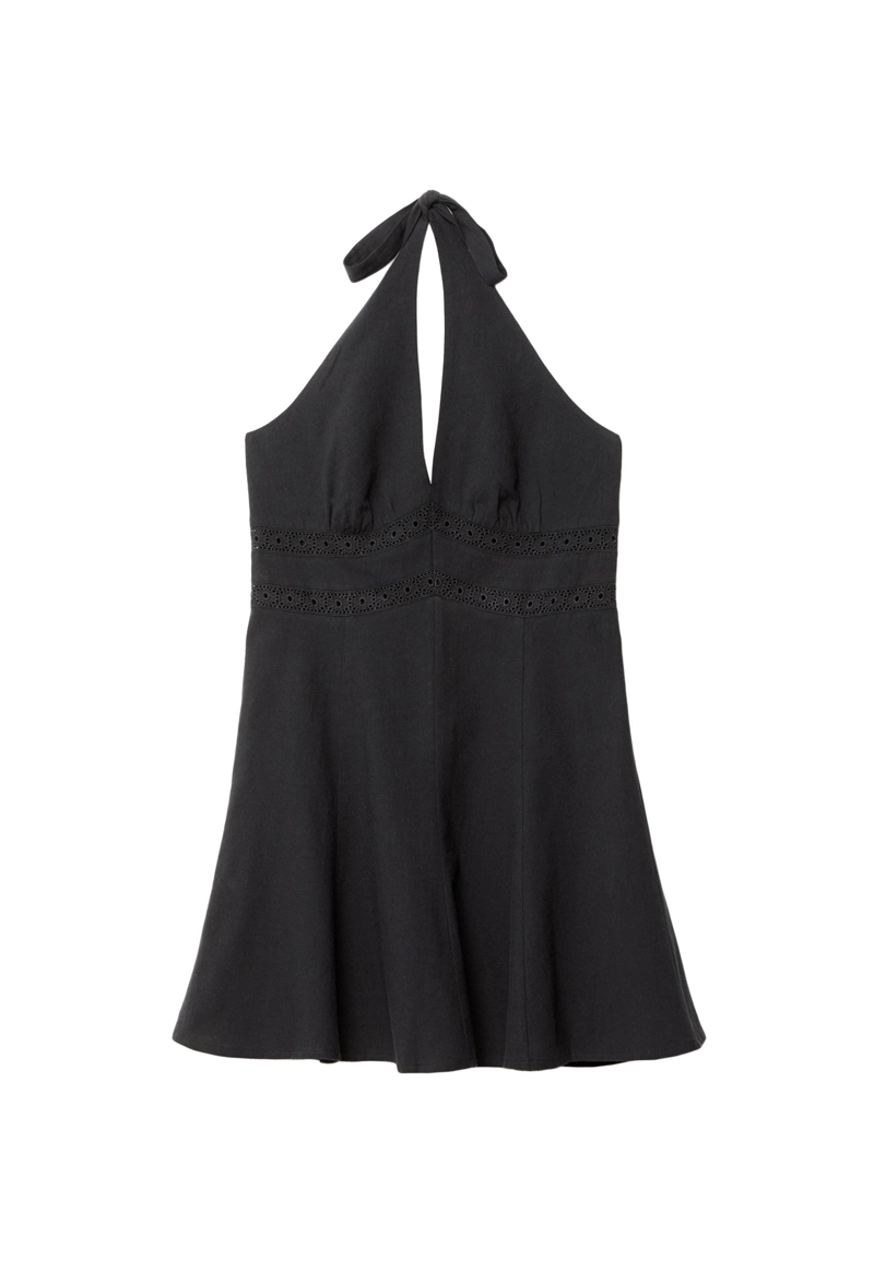 Короткое платье из смесового льна с горловиной-халтер