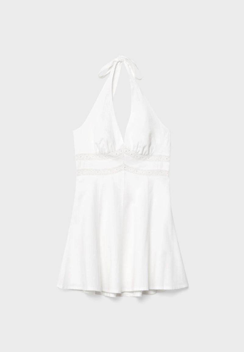 Короткое платье из смесового льна с горловиной-халтер