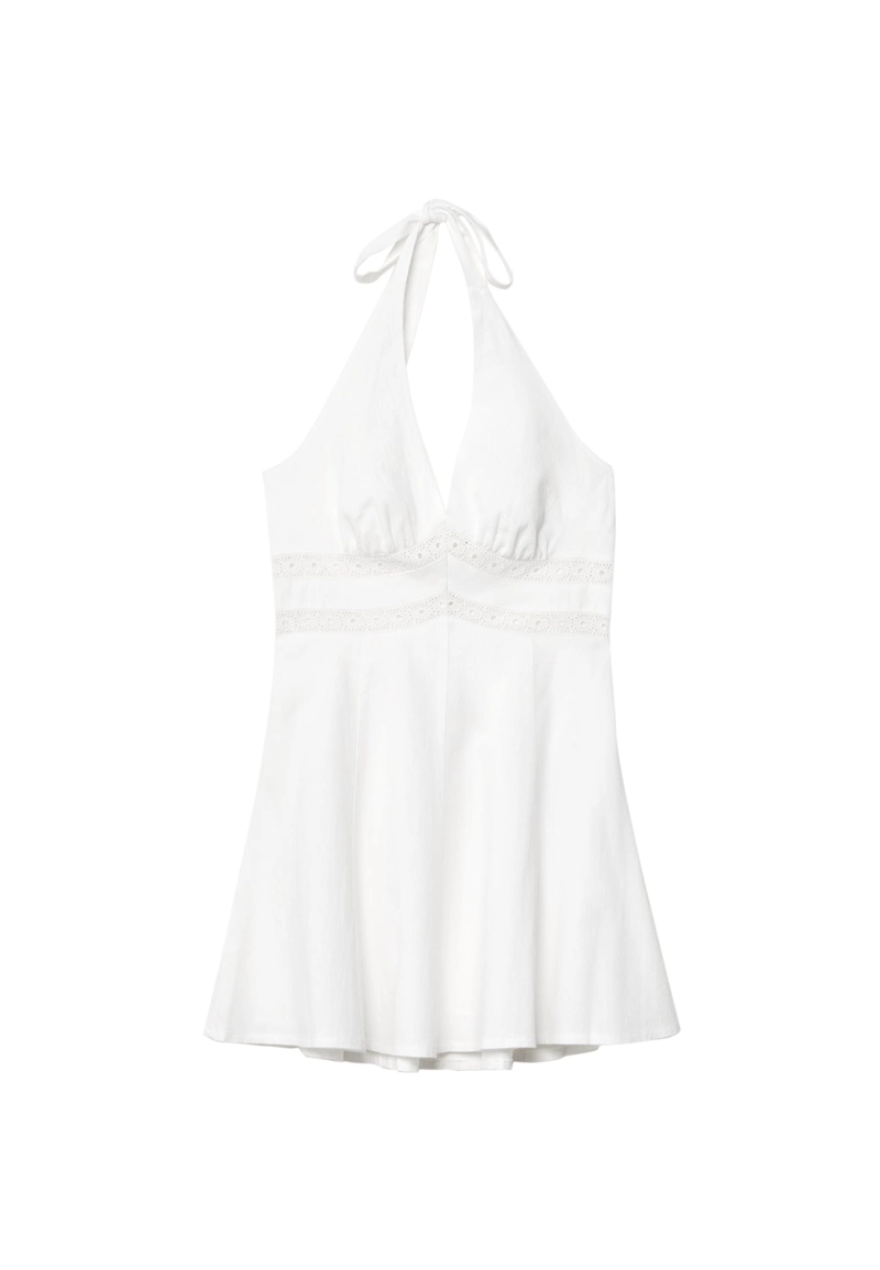 Короткое платье из смесового льна с горловиной-халтер