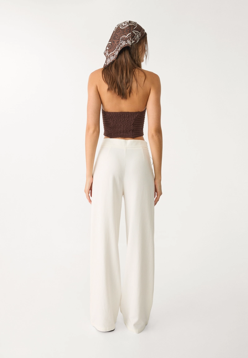 Струящиеся брюки из смесового льна с завязками