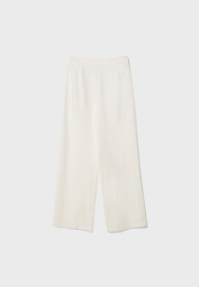 Струящиеся брюки из смесового льна с завязками