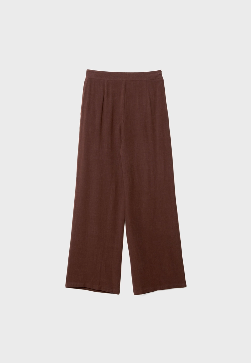 Струящиеся брюки из смесового льна с завязками