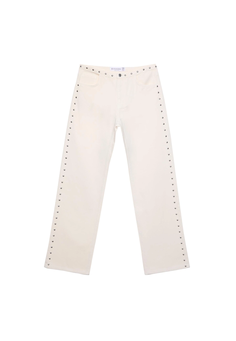 Джинсы прямого кроя с заклепками на поясе