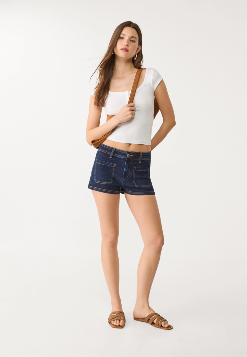 Джинсовые шорты с микроперфорацией