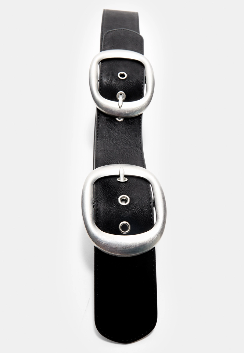 Широкий ремень с двумя пряжками