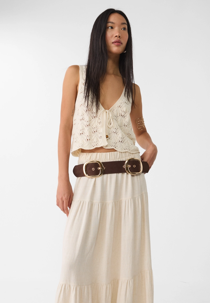 Широкий ремень с двумя пряжками