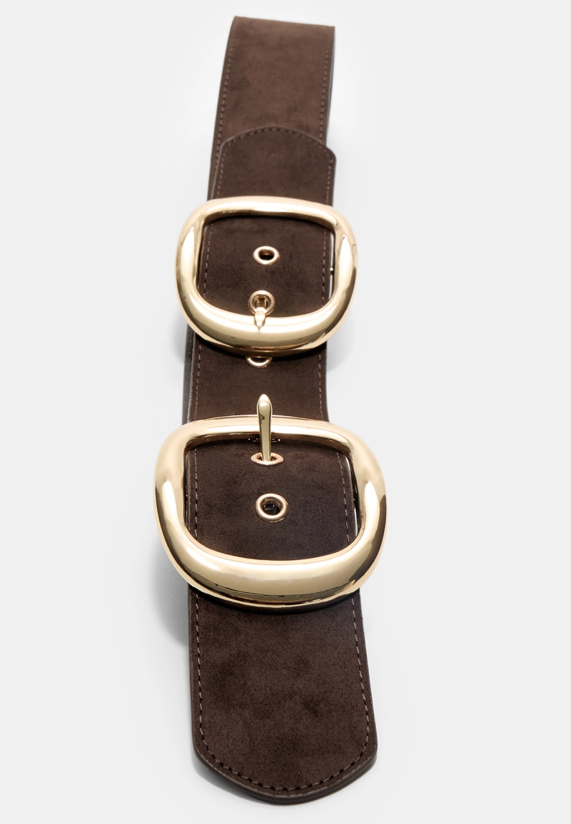 Широкий ремень с двумя пряжками