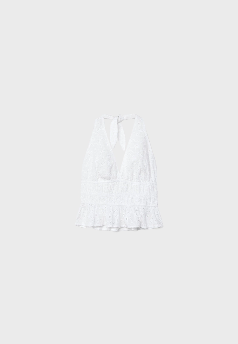 Топ с вышивкой и горловиной халтер